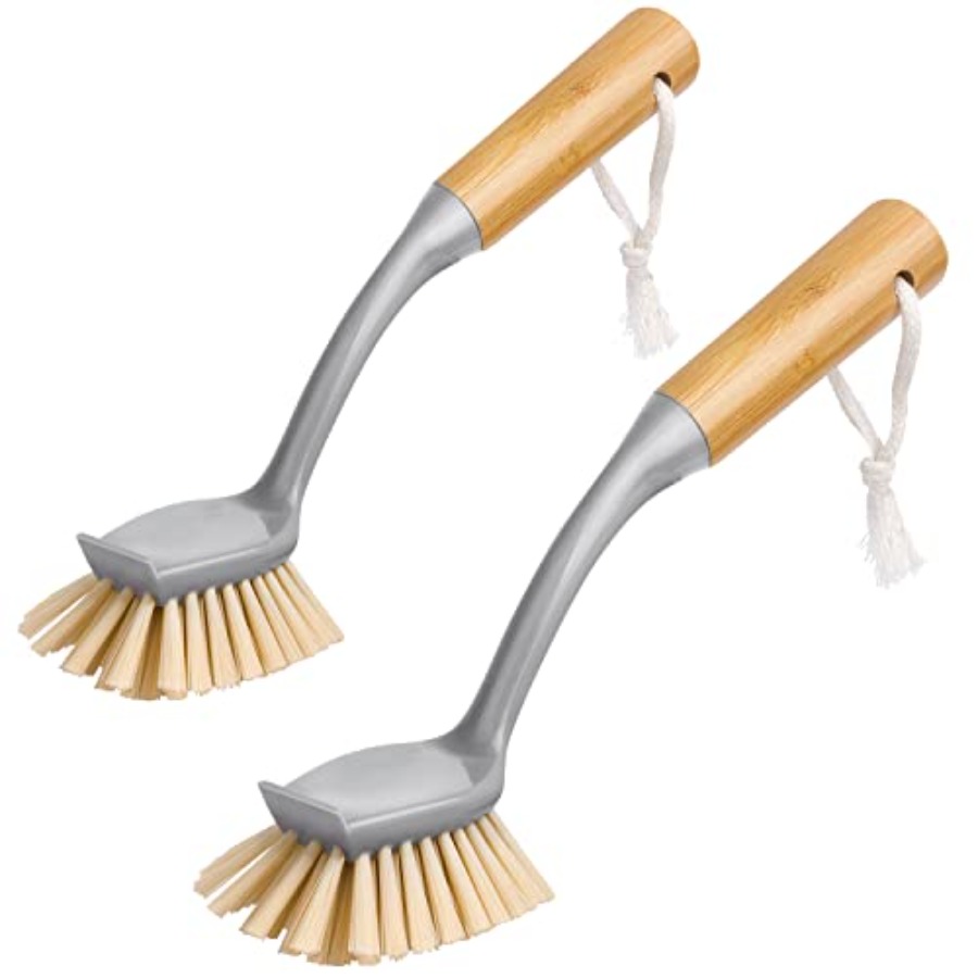 Dish Brush Bamboo - Dish Brush with Bamboo Handle Built