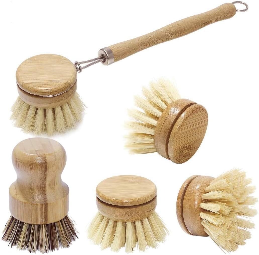 Bamboo Dish Scrub Brushes, Kit - огляд і ціна Dish Brush Bamboo