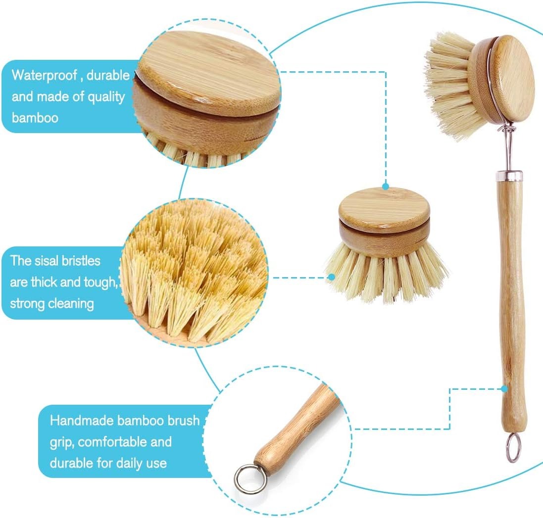 Bamboo Dish Scrub Brushes, Kit - огляд і ціна Dish Brush Bamboo