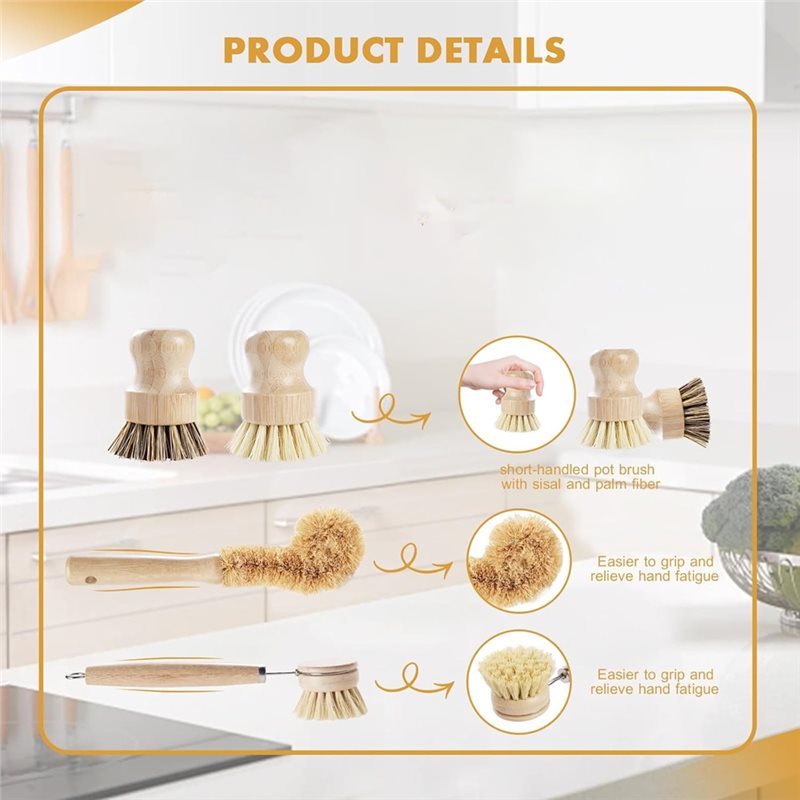 ABNL Ergonomic Wooden Handles  - огляд і ціна Dish Brush Bamboo