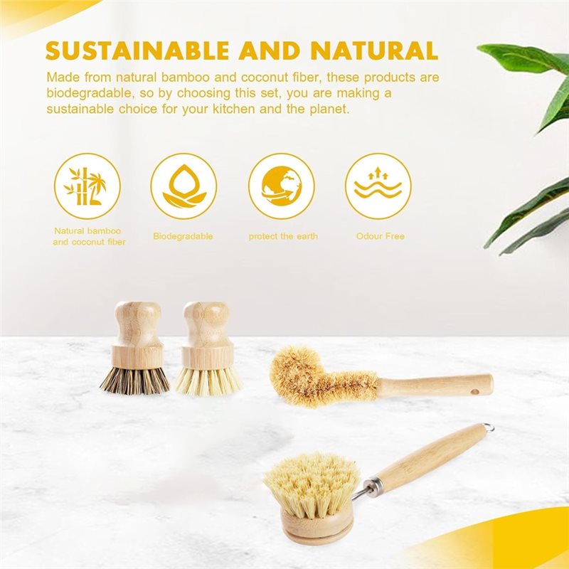 ABNL Ergonomic Wooden Handles  - огляд і ціна Dish Brush Bamboo